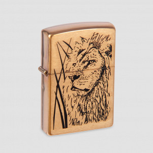 Зажигалка Proud Lion Brushed Brass, ZIPPO, США, Зажигалки