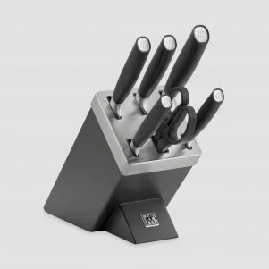 Набор из 7-ми ножей в подставке с заточкой, черный, серия All Star, ZWILLING J.A. HENCKELS, Германия, Подарочный набор кухонных ножей