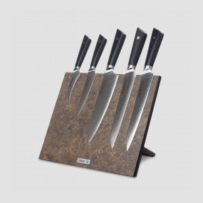 Набор кухонных ножей, 5 штук, на магнитной подставке, серия Triangle Damascus, HEIMCUT, Россия, HEIMCUT (Россия)