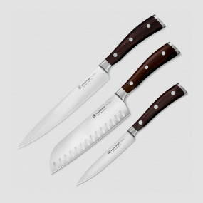 Набор из 3-х кухонных ножей поварская тройка, серия Ikon, WUESTHOF, Золинген, Германия, Подарочный набор кухонных ножей