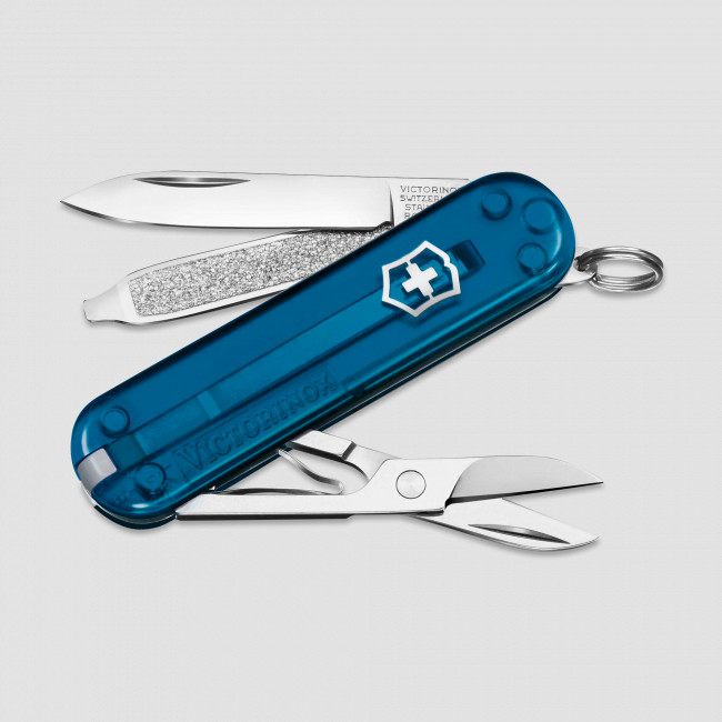 Нож швейцарский складной Classic SD Transparent Sky High, 7 функций, 4 см, VICTORINOX, Швейцария
