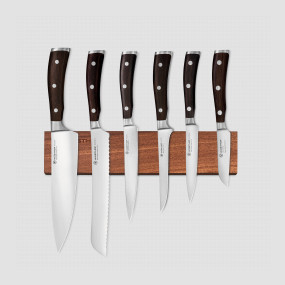 Набор из 6-ти кухонных ножей на магнитном держателе из дерева орех, серия Ikon, WUESTHOF, Золинген, Германия, 