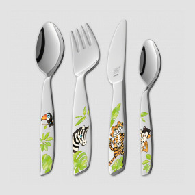 Набор из 4-х детских столовых приборов Джунгли, 21,5 х 15 х 2,5 см, нержавеющая сталь, серия Джунгли, ZWILLING J.A. HENCKELS, Германия, Столовые приборы ZWILLING