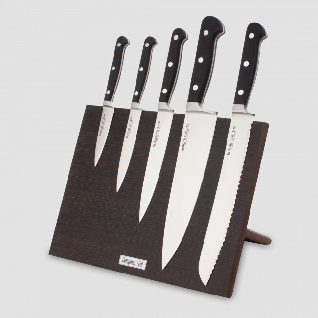 Набор кухонных ножей, 5 штук, на магнитной подставке ComposeEat, серия Classic Pro, BERGER CUTLERY, Германия