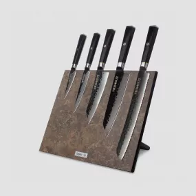 Набор кухонных ножей, 5 штук, на магнитной подставке, серия Black Damascus, HEIMCUT, Россия, Наборы ножей HEIMCUT