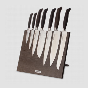 Набор кухонных ножей, 7 штук, на магнитной подставке ComposeEat, серия Ergo Line Smoked Oak, BERGER CUTLERY, Германия, Наборы кухонных ножей