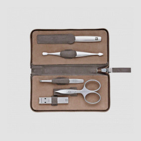 Набор маникюрный в кожаном футляре, цвет серо-коричневый, 5 предметов, Twinox, ZWILLING J.A. HENCKELS, Германия, Маникюрные наборы ZWILLING