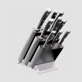 Набор кухонных ножей 9 шт. на деревянной подставке, серия Classic Ikon, WUESTHOF, Золинген, Германия, Подарочный набор кухонных ножей