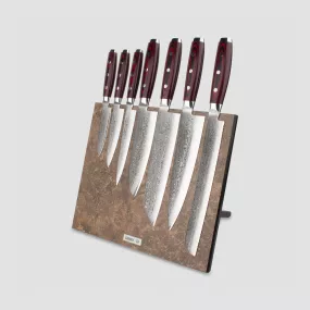 Набор кухонных ножей, 7 штук, на магнитной подставке ComposeEat (Vintage Brown), серия GOU 161, YAXELL, Япония, YAXELL SUPER GOU