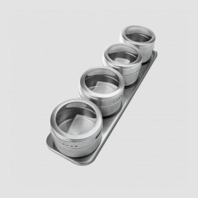 Набор солонок для специй, 4 баночки на магнитной подставке 275х84х80 мм, серия Steel, Westmark, Германия, Кухонные принадлежности WESTMARK