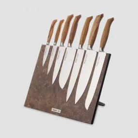 Набор кухонных ножей, 7 штук, на магнитной подставке ComposeEat, серия Ergo Line Olive, BERGER CUTLERY, Германия, Ergo Olive BERGER CUTLERY
