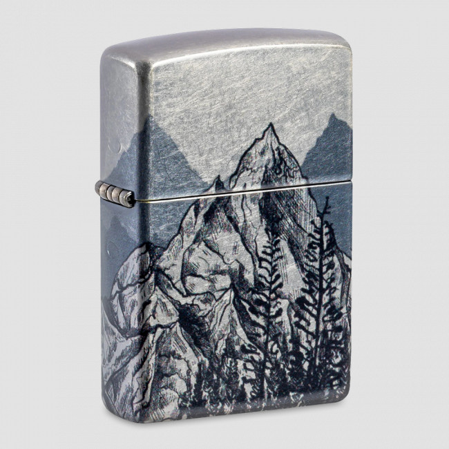 Зажигалка бензиновая Mountain Sketch 540 Tumbled Chrome, ZIPPO, США
