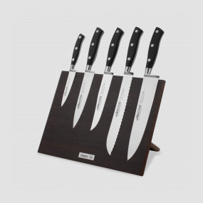 Набор кухонных ножей, 5 штук, на магнитной композитной подставке ComposeEat (венге), серия Riviera, ARCOS, Испания, Набор ножей 5 предметов