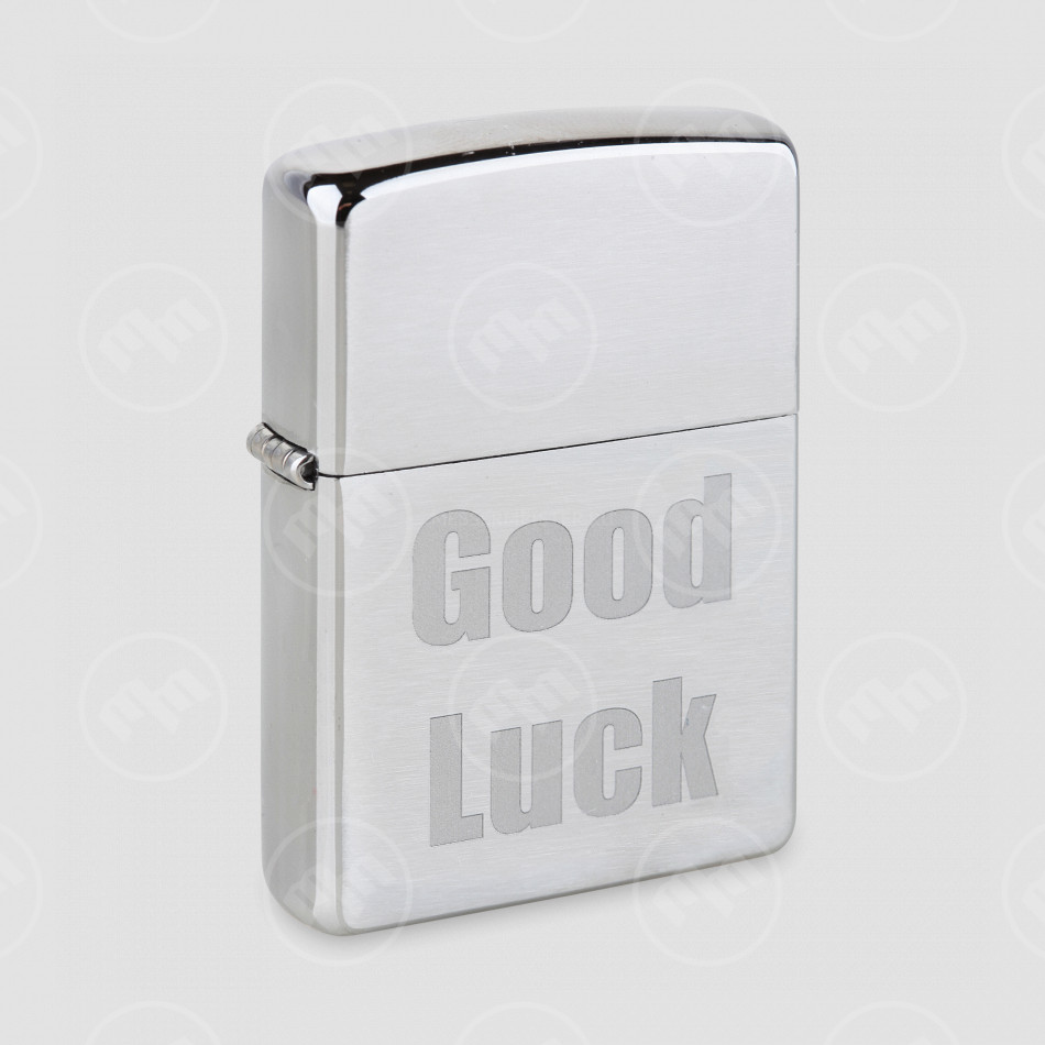 Зажигалка ZIPPO Good Luck, с покрытием Brushed Chrome, латунь/сталь, серебристая, матовая, ZIPPO, США