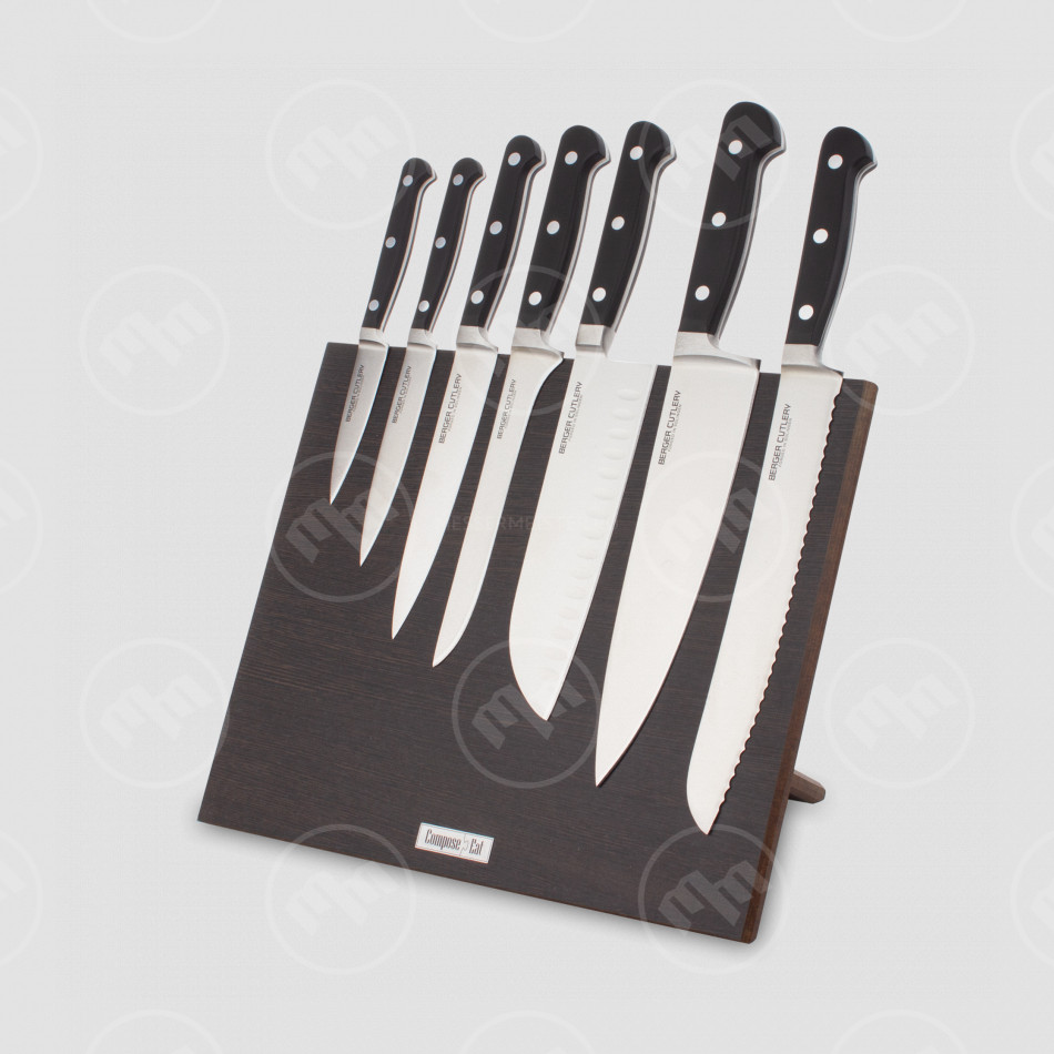 Набор кухонных ножей, 7 штук, на магнитной подставке ComposeEat, серия Classic Pro, BERGER CUTLERY, Германия
