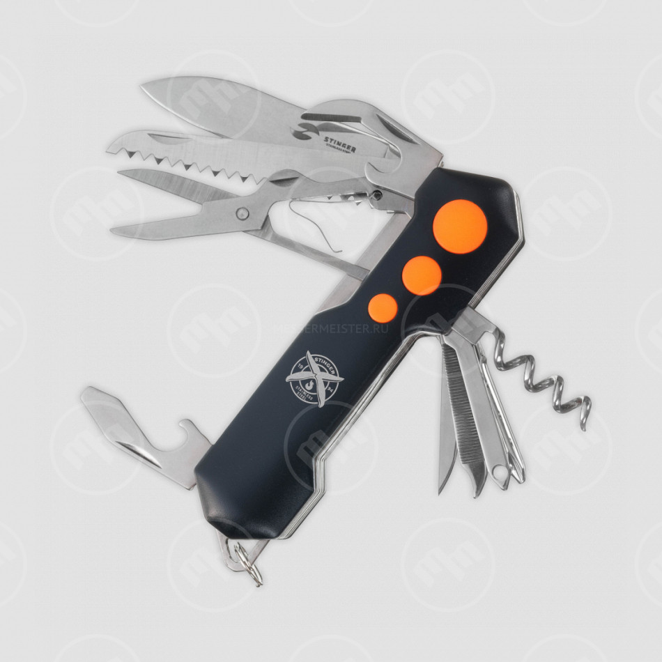 Нож многофункциональный складной, 6,2 см, STINGER, Россия