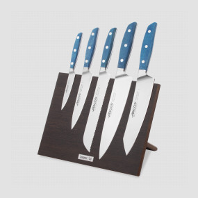 Набор кухонных ножей, 5 штук, на магнитной композитной подставке ComposeEat (венге), серия Brooklyn, ARCOS, Испания, Набор ножей 5 предметов