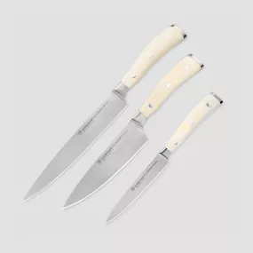 Набор из 3-х кухонных ножей поварская тройка, серия Ikon Cream White, WUESTHOF, Золинген, Германия, Наборы кухонных ножей WUESTHOF